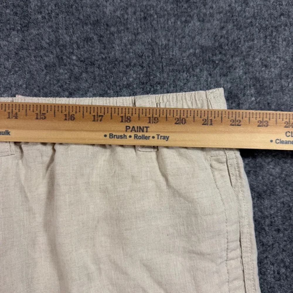 Caribbean Cargo Pants Mens 46x32 Beige 100% Linen Drawstring Summer Beach EUC